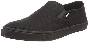 TOMS Men's Baja Sneaker, Black/Black Heritage Canvas, 10