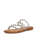 Steve Madden Women's Skyler Flat Sandal, Clear/Multi, 6 UK