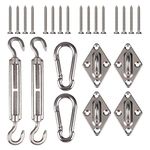 HEYOMART Heavy Duty Sun Shade Sail Fixing Kit for Garden Triangle and Square, Rectangle - 24 Pcs 304 Stainless Steel Sun Shade Sail Fixing Hardware Accessories Kit