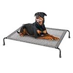 veehoo Outdoor Elevated Dog Bed, Cooling Raised Dog Cots Beds with No-slip Feet, Durable Pet Bed for Large Medium Dogs, Washable & Chew Proof Mesh Fabric Cots for Indoor Outdoor, Large, Black Silver