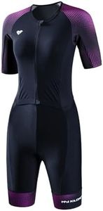 MY KILOMETRE Women's Triathlon Suit – Quick-Drying Sleeves One-Piece Tri Suit with Front Zip and UPF 50+ Purple