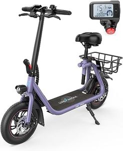 URBANMAX C1 Electric Scooter with Seat, 450W Powerful Motor up to 22 Miles Range, Foldable Electric Scooter for Adults Max Speed 15.5 Mph, Electric Scooter for Commuting with Basket, Purple