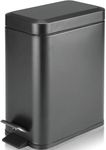 Homie Soft Close, Slim Bin 6L with Anti - Bag Slip Liner and Lid, Use as Mini Garbage Basket, Slim Trash Can, or Decor in Bathroom (Matte Black)