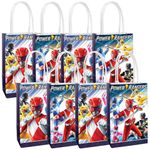 Amscan 160727 Power Rangers Kraft Bags-21 cm x 13 cm | Multicolor | 8 Pcs