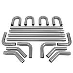 ‎DNA MOTORING ZTL-20RAW 16Pcs 2 Inches Mild Steel DIY Custom Exhaust Tubing Mandrel Bend Pipes Straight & U-Bend Kit, Universal Fit