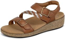 Orthofeet Women's Orthopedic Tan Leather Chloe Sandals, Size 10 Wide