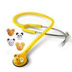 SCIAN Stethoscope - 5 Interchangeable Cartoon Heads, Professional Stethoscope for Doctors, Nurses, Clinicians and Home Use with Mulpiple Colors (Yellow)