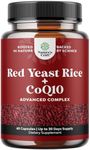 Red Yeast Rice with CoQ10 Supplement - Extra Strength Red Yeast Rice 1200 mg. Capsules with CoQ10 100mg Per Serving - Heart Health Supplement 3rd Party Tested Vegan Non-GMO & Citrinin-Free (1 Month)