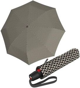 Knirps T.200 Duomatic Compact Rain Umbrella in Elemental Black – Wind Tunnel Tested to 93 mph, Aluminum Steel Fiberglass Frame, 38in Canopy, OEKO-TEX, High-Performance Automatic Travel Umbrellas