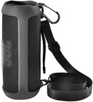 Silicone Case Compatible with JBL Flip 6 Portable Bluetooth Speaker, Travel Carrying Cover Pouch, Protective Gel Soft Skin Rubber Holder with Shoulder Strap and Carabiner (Storage Sleeve Only) -Black