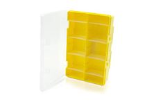 GLOBOMOTIVE Plastic Storage Box with 8 Removable Dividers for Home, Office- Lightweight Multipurpose Craft Organizer with 10 Grids for Beads, Art Crafts, Jewelry (Yellow, Rectangular)