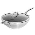 ProCook Professional Stainless Steel Non-Stick Wok with Lid (30cm) Induction Pan, 25 Year Guarantee