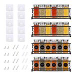 BTGGG Spice Rack for Inside Cupboard 4 Tier Wall Mounted with Adhesive Stickers & Screws, Spice Rack Organiser for Kitchen Wall Pantry Cabinet Door Bathroom, Black