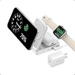 Anker MagGo 3 in 1 iPhone 17 Charging Station, MagSafe-Compatible Wireless Charger Stand, Qi2 Certified 15W Foldable Charger for iPhone 17/16/15/14/13/12, AirPods, Apple Watch Ultra(Adapter Included)