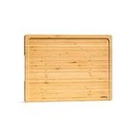 SMIRLY Large bamboo Cutting Board for Kitchen: Large Bamboo Cutting Board with Juice Groove, Wooden Cutting Boards for Kitchen, Butcher Block Cutting Board Wood