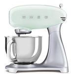 Smeg SMF02PGUK Retro 50's Style Stand Mixer with 4.8L Stainless Steel Bowl, Safety Lock, 10 Variable Speeds, 800W, Pastel Green