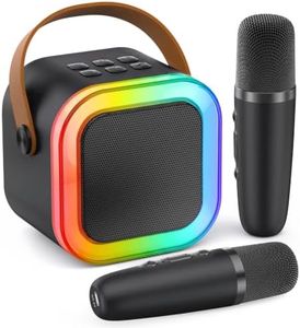 Mini Karaoke Machine for Kids Adults, 2026 TOP Birthday Gifts for Girls Boys 3,4,5,6,7,8+Year Old Toddler Kids Toys, Portable Bluetooth Speaker with 2 Wireless Karaoke Microphones Player Easter(Black)