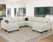 Belffin Modular Sectional Sofa Couch with Storage U Shape Convertible Corner Couches for Living Room White Couch