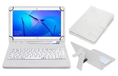 Acm USB Keyboard Case Compatible with Huawei Honor Mediapad T3 10 Ags-L09 Tablet Cover Stand Study Gaming Direct Plug & Play - White