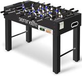 SereneLife 48" Arcade Foosball Table - 47.83'' x 24.02'' x 31.10'' Home Game Room Soccer Table, Modern Black Design, Chrome Steel Rods, 2 Balls, 2 Drink Holders, Adjustable for Kids & Adults