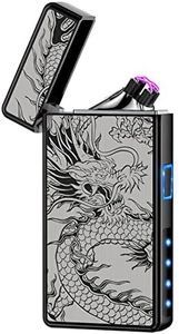 Electric Lighter, USB Rechargeable Plasma Arc Lighter, Windproof Flameless Butane Free Mini Lighter for Candles, Fireworks, Outdoor Camping Activities (Black Dragon)
