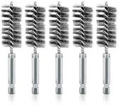 ASNOMY 5Pcs 7/8" Stainless Steel Bore Brush Set, Stainless Steel Bristles, Twisted Knotted, for Power Drill Cleaning