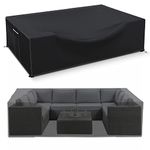 Patio Furniture Covers Waterproof, 600D Outdoor Furniture Covers Waterproof, Rectangular Outdoor Sectional Sofa Set Covers, Extra Large Patio Covers for Outdoor Furniture, 126"x63"x29"-Black…