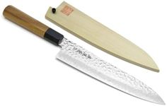 Yoshihiro VG-10 46 Layers Hammered Damascus Gyuto Japanese Chefs Knife (Octagonal Red Pine Handle)