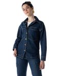 INKD Women's Denim Shacket (INKSS24WSHKT-411_Retro Blue_L)