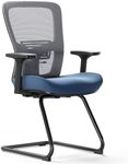 LarkLeaves Mesh Desk Chair No Wheels, Comfy Office Guest Chair with Arms, Ideal for Conference Rooms, Bedrooms, Dorms, Perfect for Students, Teachers, and Visitors, Suitable for Carpeted Floors, Blue