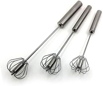 Stainless Steel Semi-automatic Egg Whisk - 3PCS Hand Push Rotary Whisk Blender (3 Pack)