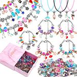 Mckanti 150 Pieces Charm Bracelet Making Kit for Girls, Charm Bracelets Jewelry Making Kit with Beads Bracelets Charms Necklace DIY Crafts Gifts Set for Teen Girls Kids Age 8-12