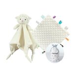 CREVENT Cozy Plush Baby Security Blanket Loveys for Baby Girls Boys, for Newborns (Ivory Sheep + Tag)