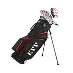 KVV Men’s Complete Golf Clubs Package Set Includes Driver, Fairway, Hybrid, 5#-P# Irons, Putter, Stand Bag, Head Covers, Right Handed