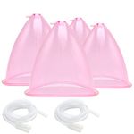 weiwei Butt Suction Cups 210ml & 180ml, XL Vacuum Therapy Cupping Machine Accessories Buttocks Vacuum Cups with Y-Hose for Butt Lifting Body Massage (Pink-2 Pairs)