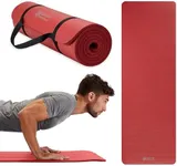 Gaiam Essentials Thick Yoga Mat Fitness & Exercise Mat with Easy-Cinch Carrier Strap, Red, 72"L X 24"W X 2/5 Inch Thick