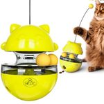 ZUPY Interactive Cat Toy with Food Dispenser, Healthy Fun Activity for Cats and Kittens, Kitten Toy with Track Ball & Wand to Engage Cats, Cat Accessory for Playful Cats and Curious Kittens Yellow