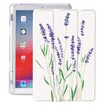 Idocolors Cute iPad Case with Lavender Pattern Anti-Scratch Shockproof with Pencil Holder Lightweight Smart Trifold Stand Case Soft TPU for iPad Mini 5(Model Number: A2133 A2124 A2126 A2125)