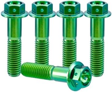 RISON TITANIUM M8x1.25x55mm Green Titanium Hex Flange Drilled Bolt 5PCS