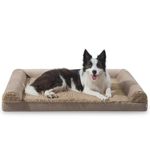 FURTIME Large Dog Bed(89 x 64cm), Orthopedic Memory Foam Dog Beds Sofa with Removable Flannel Cover, Washable Pet Bed, Brown, Good for Doberman Pinscher, Sheltie, Border Collie, Australian Herding Dog