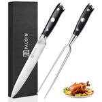 PAUDIN Carving Knife and Fork Set, Meat Carving Knife Set German High Carbon Stainless Steel, Turkey Knives with Ergonomic Handle, Full Tang Professional Brisket Knives for BBQ