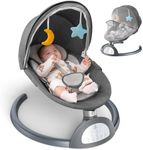 Baby Swing, Bimuva Electric Baby Swing for Infants to Toddler, Bluetooth Baby Rocker with Music Speaker, Protable Bouncer for Baby, 5 Sway Speeds 4 Seat Positions, Remote Control for Indoor, Boy, Girl