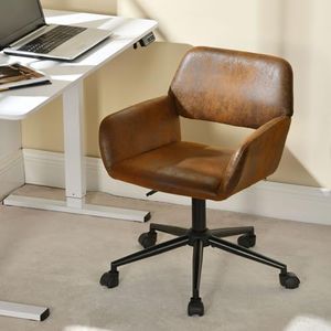 Urban Meuble Chaise de Bureau Scandinave en Roulant pivotant avec accoudoirs, Metal, Brown, 35 x 56 x 85cm