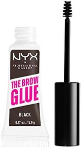 NYX PROFESSIONAL MAKEUP, The Brow Glue, Instant Brow Styler, 16H Extreme Hold, Vegan Formula - Black Brown, 0.18oz / 5g