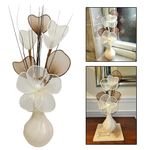 Cream and Coffee Vase and Artificial Flower Display - Perfect as a Bedroom Ornament, Bathroom Accessorie, Living Room Decor or Gift Item