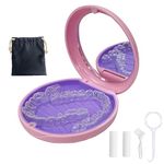 Retainer Case,Aligner Case with Mirror,Round Retainer Holder with Aligner Remover Tool, Chew & Brush,Rope Bag Sets (Pink Outside Purple Inside)