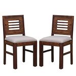 Winntage Furniture Sheesham Wood Dining Chairs Set of 2 for Dining Room Wooden Furniture Cushion Chairs Set for Dinner Room Living Room Home and Office - (Natural Finish) | 1 Year Warranty