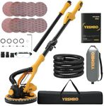 Drywall Sander With Vacuum Dust Collector,850w Electric Drywall Sander,800-2100rpm Popcorn Ceiling Removal Tool With Extendable Handle, Double-Deck Led Light,10pcs Sanding Discs