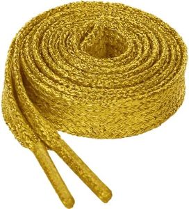 Allegra K Glitter Shiny Metallic Sparkling Shimmery Flat Sneakers Shoelace Shoe Laces Strings Gold 110cm/43.31"