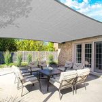 Sun Shade Sail Rectangle, Patio Sunshade Cover Canopy - Durable Fabric Cloth for Outdoor Garden Yard Pond Pergola Sandbox Deck Courtyard (10' x 14' Rectangle, Gray)